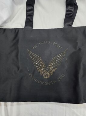 Victoria's Secret Black Tote with Gold Wing Stud Design